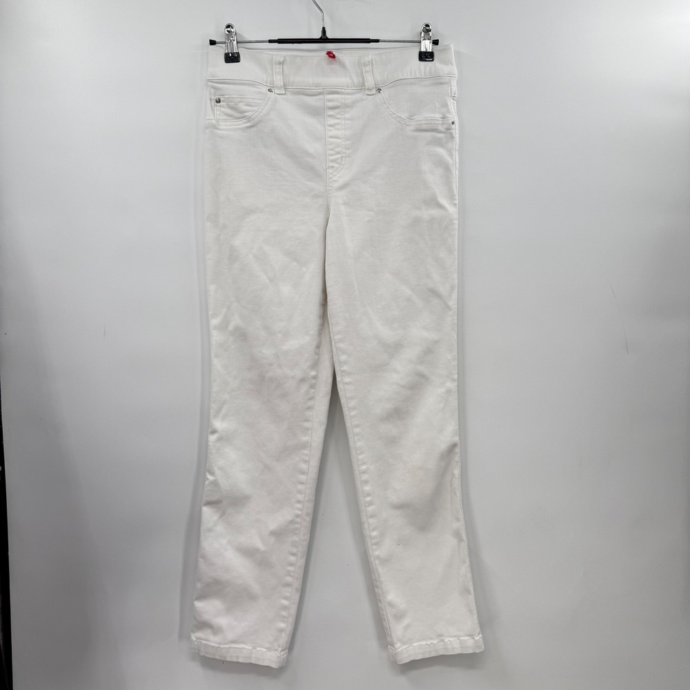 SPANX Women's M/M White Denim Stretch High Rise Straight Leg Jeans Pants